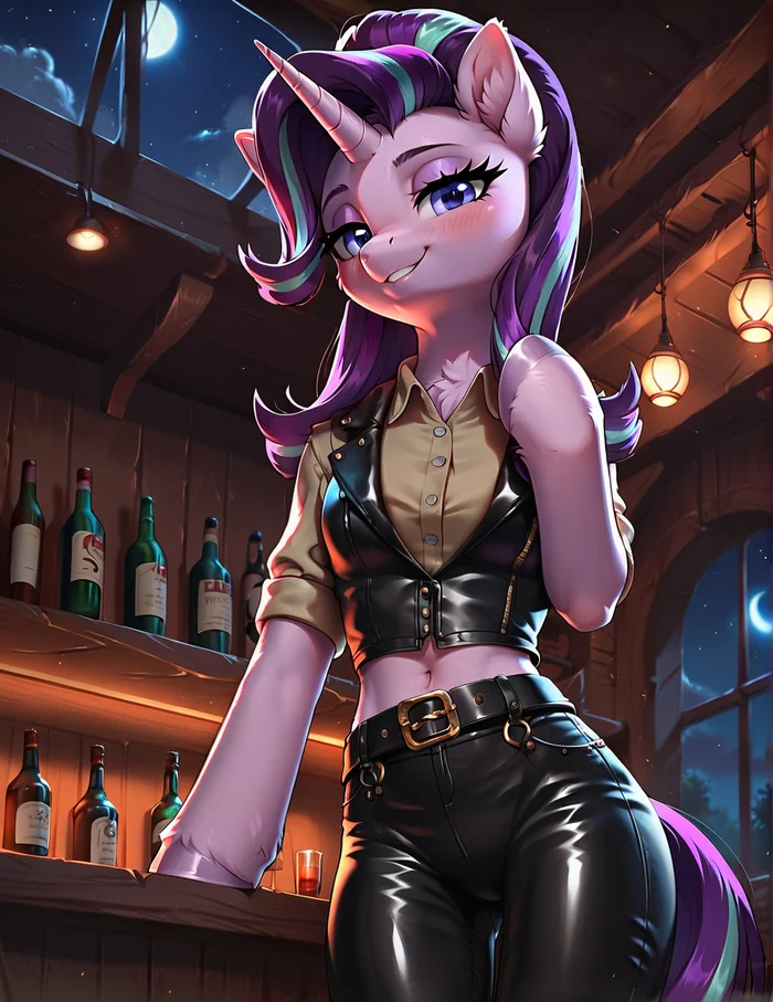 What should I pour you? - My, Neural network art, My little pony, Starlight Glimmer, PonyArt