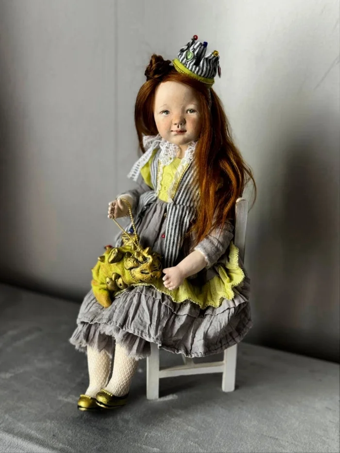 Princess with a dragonAuthor's doll - My, Interior doll, Author's toy