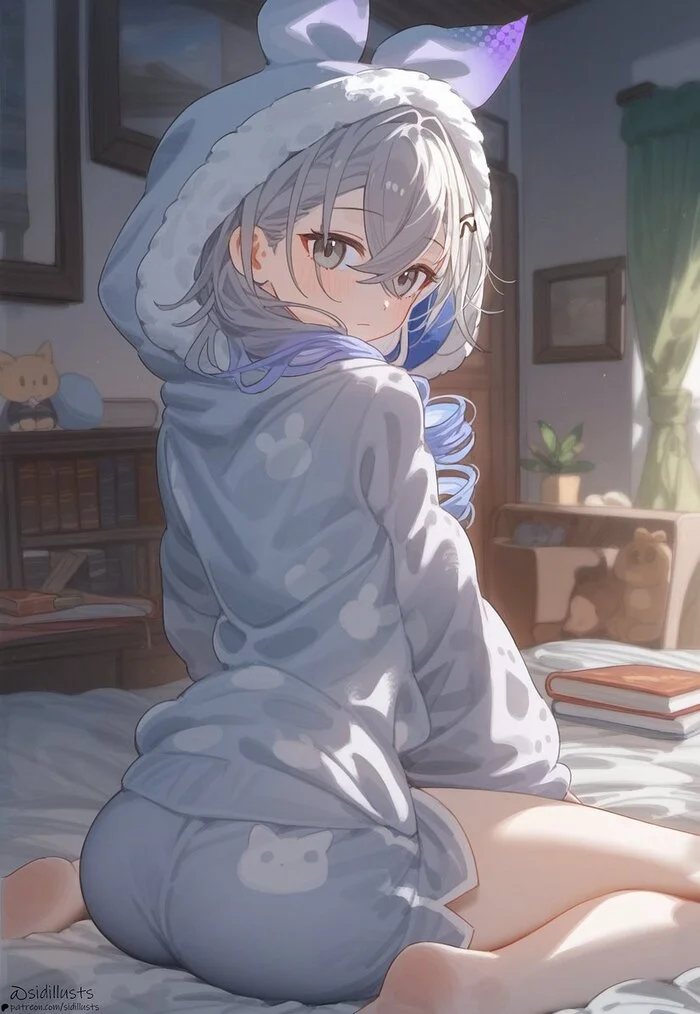 Top - Anime art, Anime, Silver Wolf (Honkai: Star Rail), Honkai: Star Rail, Pajamas, Neural network art