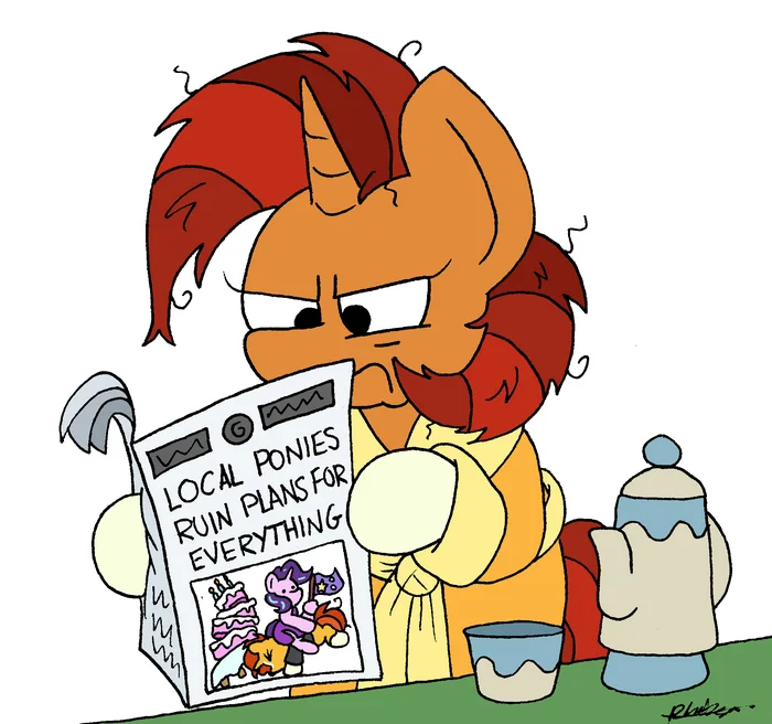 Never read Equestrian newspapers - My little pony, PonyArt, Starlight Glimmer, Sunburst, Stellar Flare, Bobthedalek