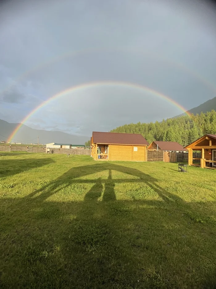 Rainbow - My, Rainbow, Altai Republic, Aktash, Double Rainbow, The photo