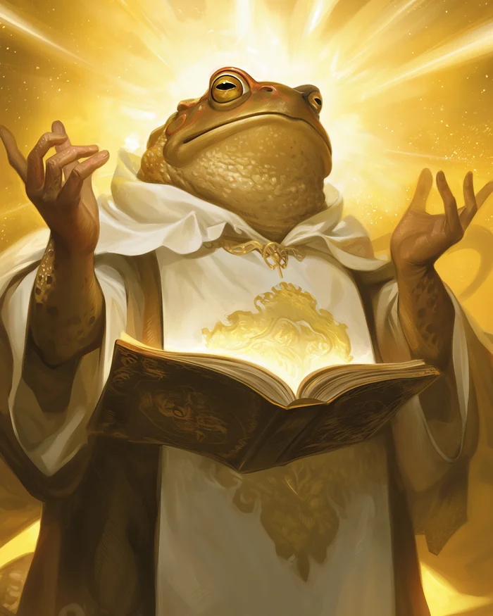 Grung Cleric blessing Wednesday to all his dudes! - My, Neural network art, Midjourney, Pinanoc, Cleric, Dungeons & dragons, It Is Wednesday My Dudes