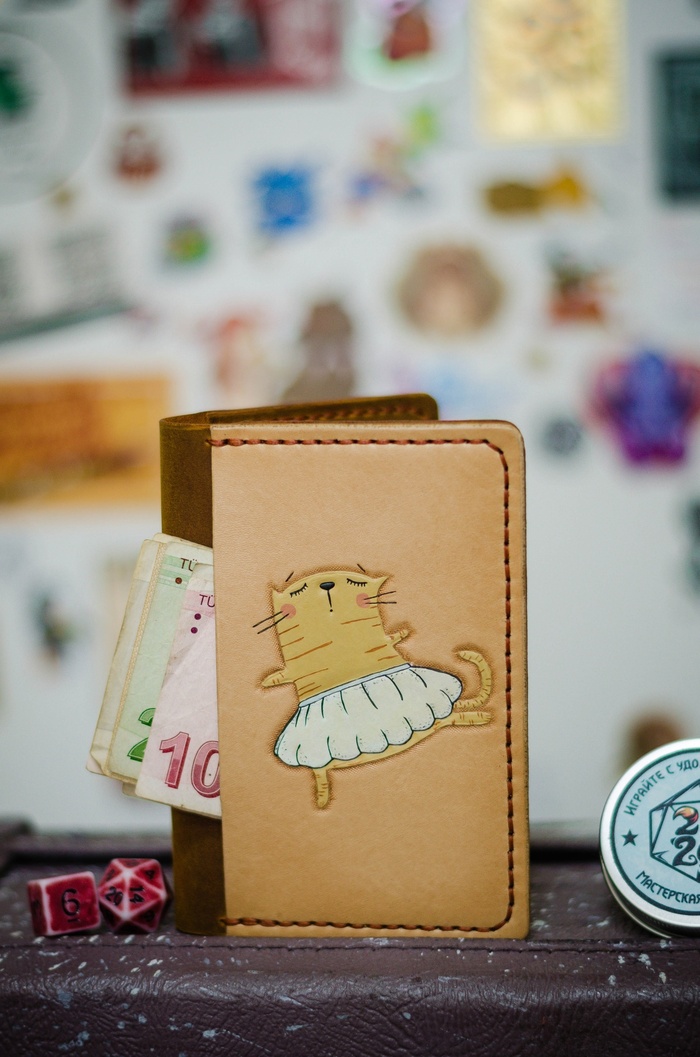 "Кошечка" Рукоделие без процесса, Ручная работа, Своими руками, Мастерская, Изделия из кожи, Аксессуары, Кастомизация, Кожа натуральная, Подарки, Кошелек, Кот, Милота, Красота, Длиннопост