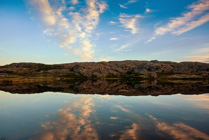 Symmetry - My, Travels, Landscape, Kola Peninsula, Mirror, Sky, Reflection, The photo
