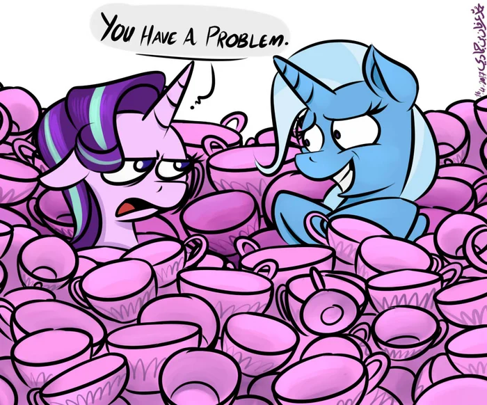 Houston, we have a cup - My little pony, PonyArt, Starlight Glimmer, Trixie