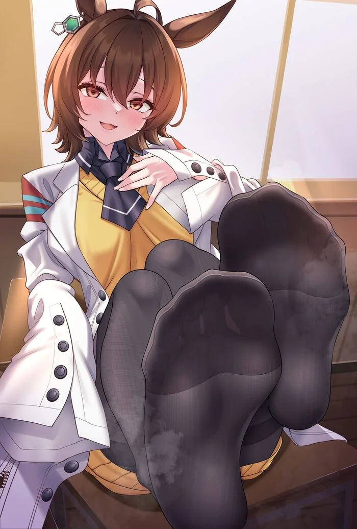 Hello, people of high culture - Anime, Anime art, Uma musume pretty derby, Agnes Tachyon, Animal ears, Tights, Foot fetish