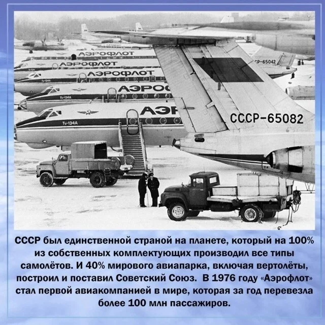 USSR - the USSR, 70th, Airplane, Aeroflot, Aviation, Picture with text