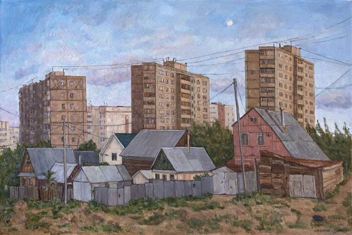 Boxes - My, Town, Landscape, Nostalgia, Summer, Painting