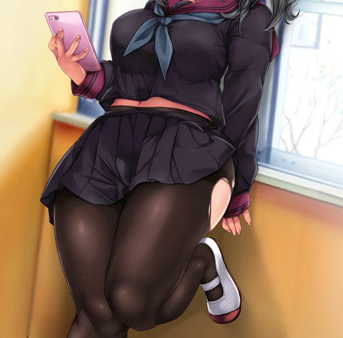 Tights are our everything - Anime art, Original character, School uniform, Tights