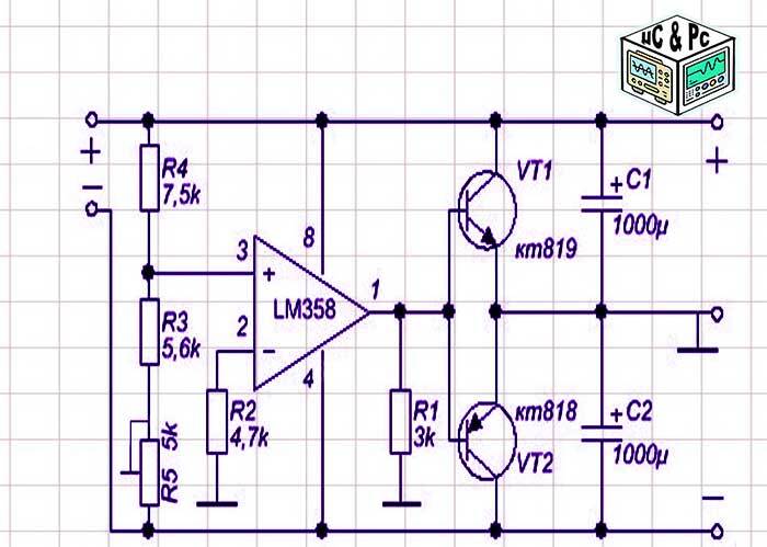 How to make a Bipolar POWER POWER using the LM358 Operational AMPLIFIER from a Single Pole - Electronics, Radio amateurs, Radio electronics, Radio engineering, Video, Youtube, Converter, Electrician, Power Supply, Longpost, Yandex Zen (link)