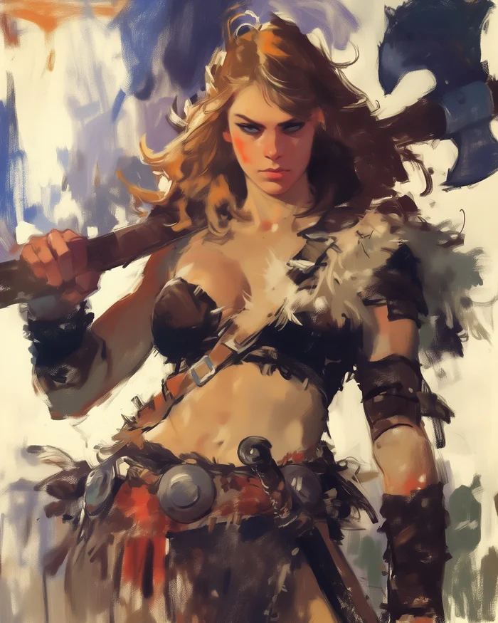 Just Varvara - My, Neural network art, Midjourney, Pinanoc, Girls, Barbarian, Barbarian, Barbara, Dungeons & dragons