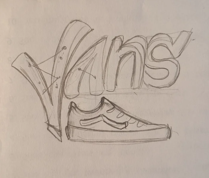 Here's a new sketch of my version of the Vans logo. I ask for criticism))) - My, Art, Drawing