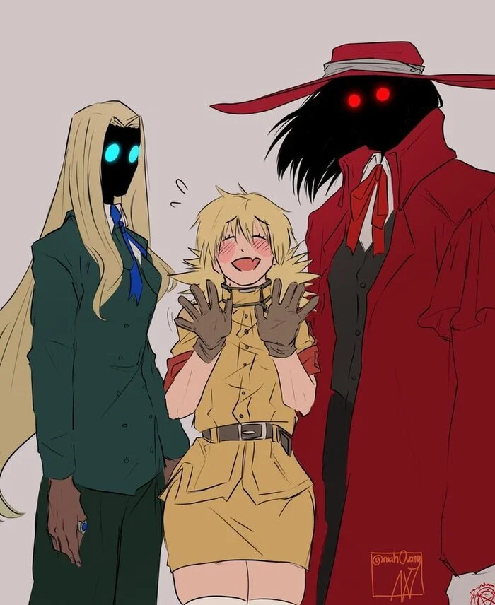 Hello, may I introduce you to - Anime art, Art, Anime, Hellsing, Alucard (Hellsing), Integra Hellsing, Seras Victoria