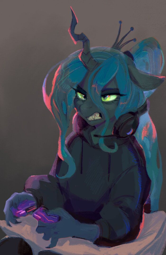   My Little Pony, Ponyart, Princess Luna, Queen Chrysalis, Changeling, , Dearmary, 