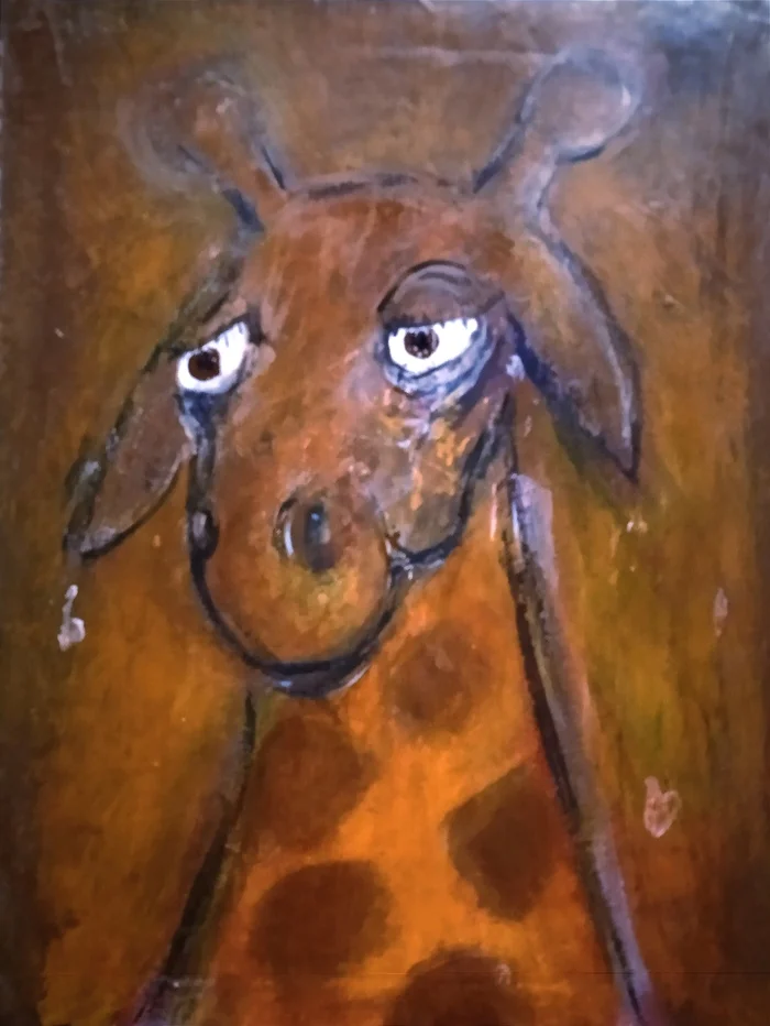 Friday Unrefined Giraffe - My, Drawing, Acrylic, Friday tag is mine, Painting, Beginner artist, Giraffe, Daub, Longpost