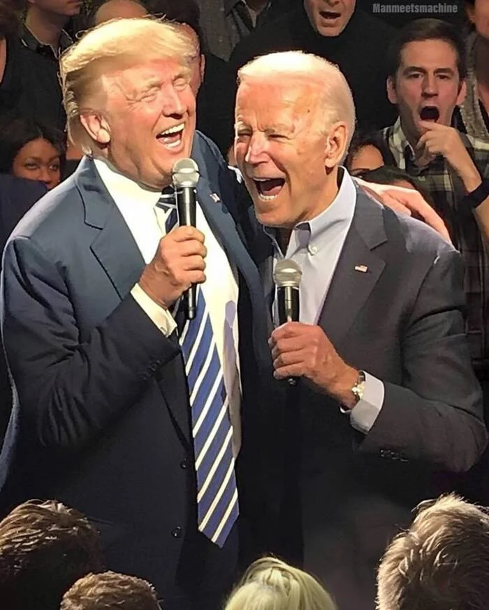 Trump and Biden decided to forget the past - Donald Trump, Joe Biden, Elections, USA, Debate, Neural network art, Telegram (link), Longpost