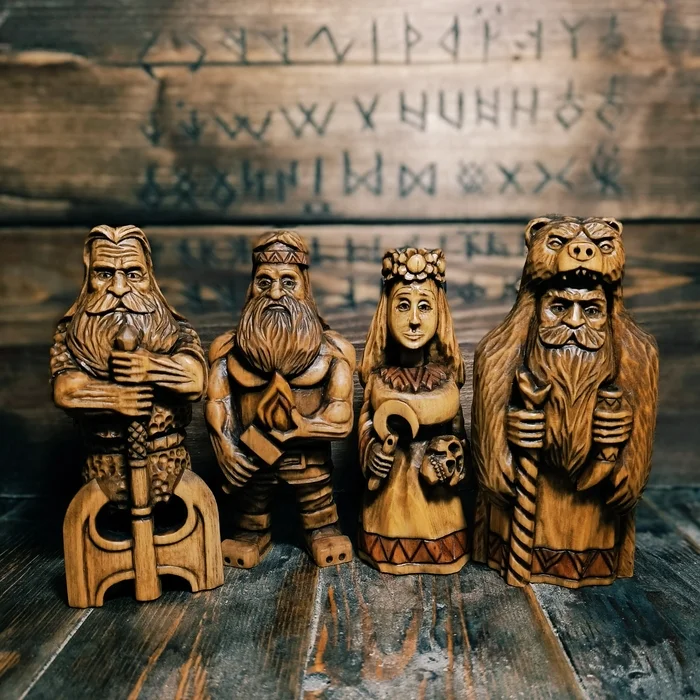 Wood carving... - My, Wood carving, Thread, Needlework without process, Handmade, Slavic mythology, Longpost