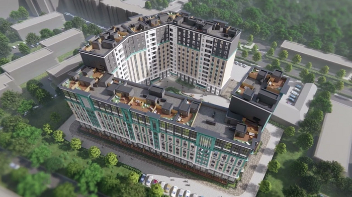 Рендер застройщика - вид сверху с восточной стороны