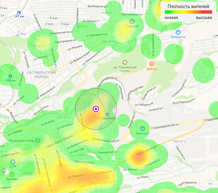 Карта плотности жителей