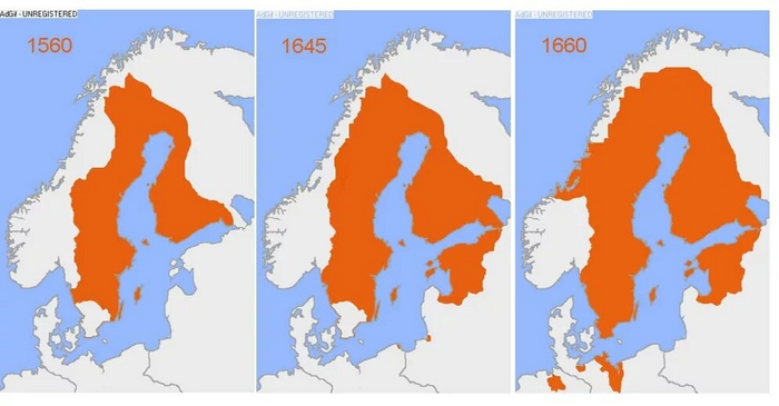 Рост Шведской империи.