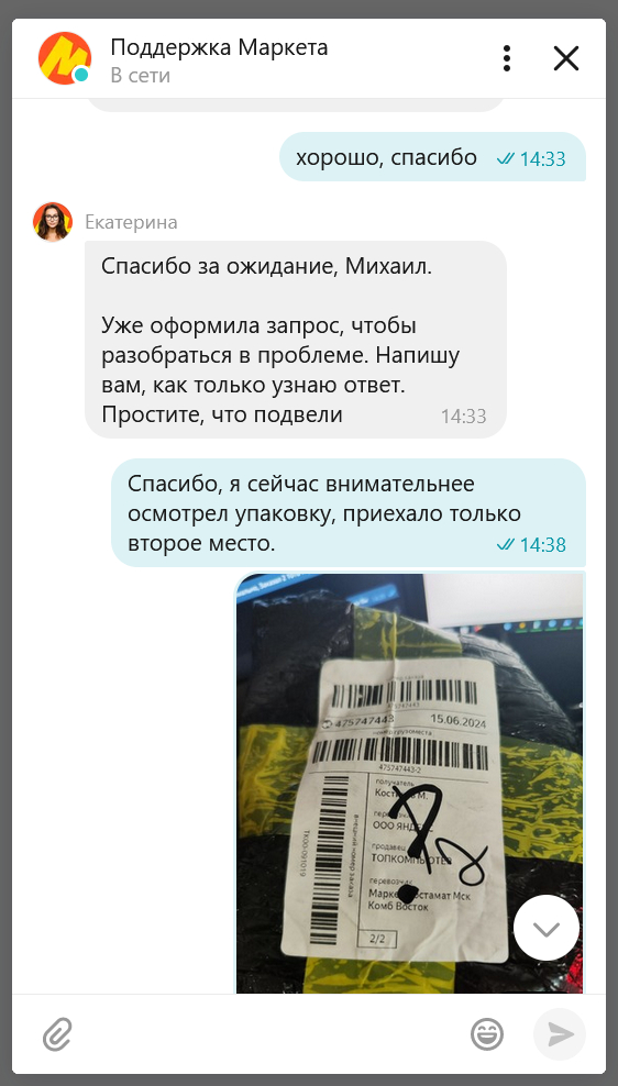 Yasha Market. Catherine... - My, Yandex Market, Correspondence, Idiocy, Support service, Review, Clients, Longpost