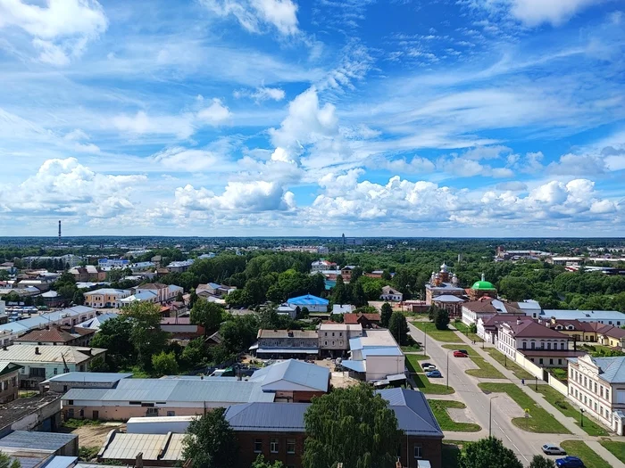 Shuya from the bell tower of the Resurrection Cathedral - My, Shuya, The nature of Russia, Beautiful view, Sky, Ivanovo region