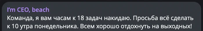 Пятничное... - I`m CEO beach, Юмор, Коллеги, Начальство, Работа, Скриншот, Офис, Офисные будни, Пятница, Пятничное