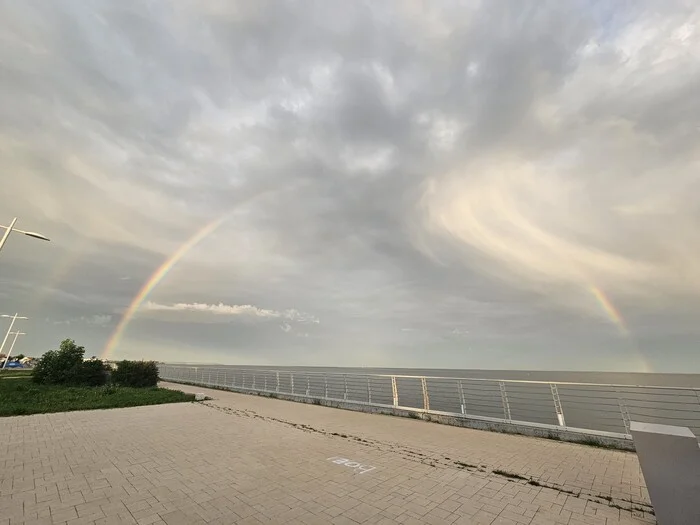 Double Rainbow - My, Rainbow, Double Rainbow, Kama, Tatarstan, River, Embankment, Mobile photography