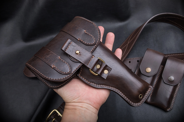 Кобура для пистолета Токарева ТТ в стиле европейских кобур 20-30-х годов 20 века Кобура, Оружие, Кожа натуральная, Рукоделие без процесса, Своими руками, Длиннопост
