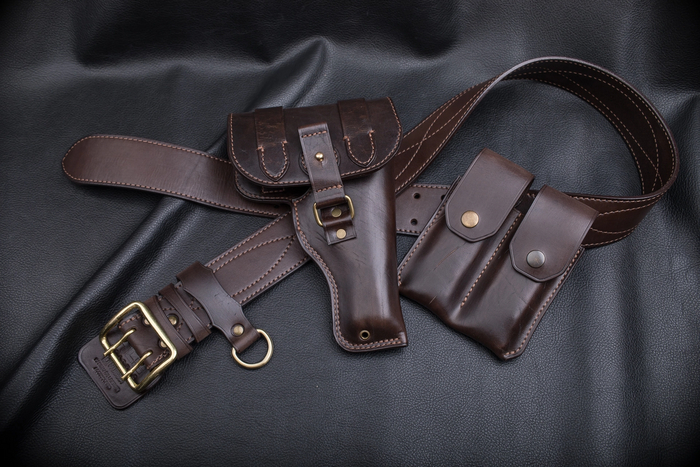Кобура для пистолета Токарева ТТ в стиле европейских кобур 20-30-х годов 20 века Кобура, Оружие, Кожа натуральная, Рукоделие без процесса, Своими руками, Длиннопост