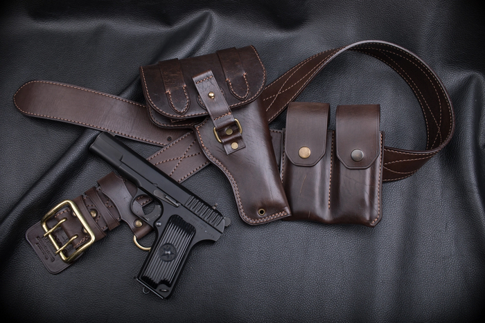 Кобура для пистолета Токарева ТТ в стиле европейских кобур 20-30-х годов 20 века Кобура, Оружие, Кожа натуральная, Рукоделие без процесса, Своими руками, Длиннопост