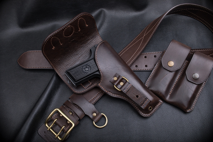 Кобура для пистолета Токарева ТТ в стиле европейских кобур 20-30-х годов 20 века Кобура, Оружие, Кожа натуральная, Рукоделие без процесса, Своими руками, Длиннопост