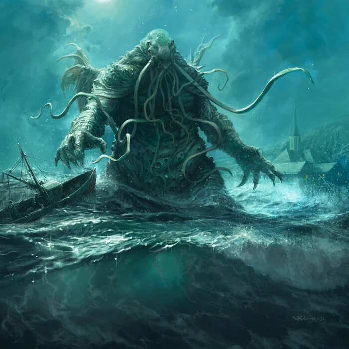 Cthulhu - Art, Drawing, Cthulhu, Mythical creatures, Howard Phillips Lovecraft