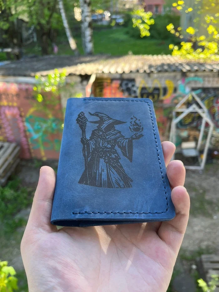 Passport cover made of genuine leather - Magician - My, Handmade, With your own hands, Workshop, Leather products, Dungeons & dragons, Tabletop role-playing games, Our NRI, Dnd 5, Craft, Needlework without process, Customization, Magic, Natural leather, Presents, Friday tag is mine