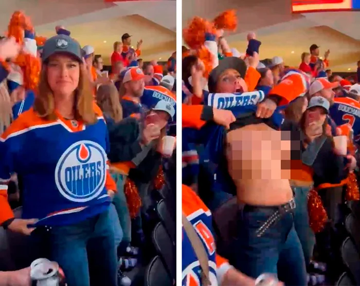 An Edmonton fan showed her breasts at an NHL match, responded to haters and signed a contract with Playboy - Cheerleaders, Nhl, Edmonton Oilers, Boobs, Hockey, Telegram (link), Longpost