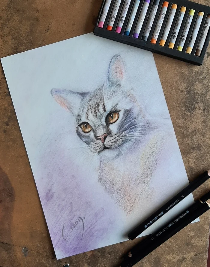Post 11538450 - My, Drawing, cat, Learning to draw, Painting