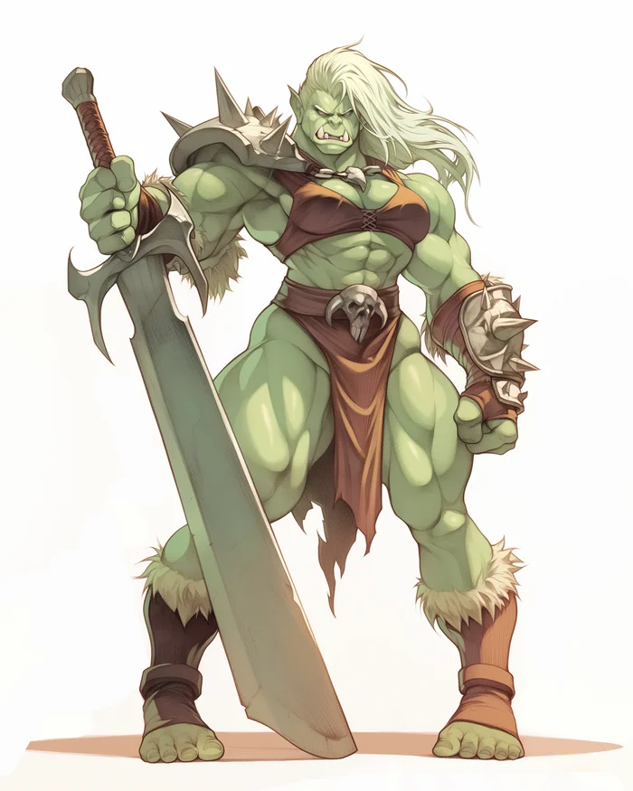 Barbara Orc - My, Neural network art, Midjourney, Pinanoc, Girls, Barbarian, Barbarian, Barbara, Orcs, Dungeons & dragons, Strong girl