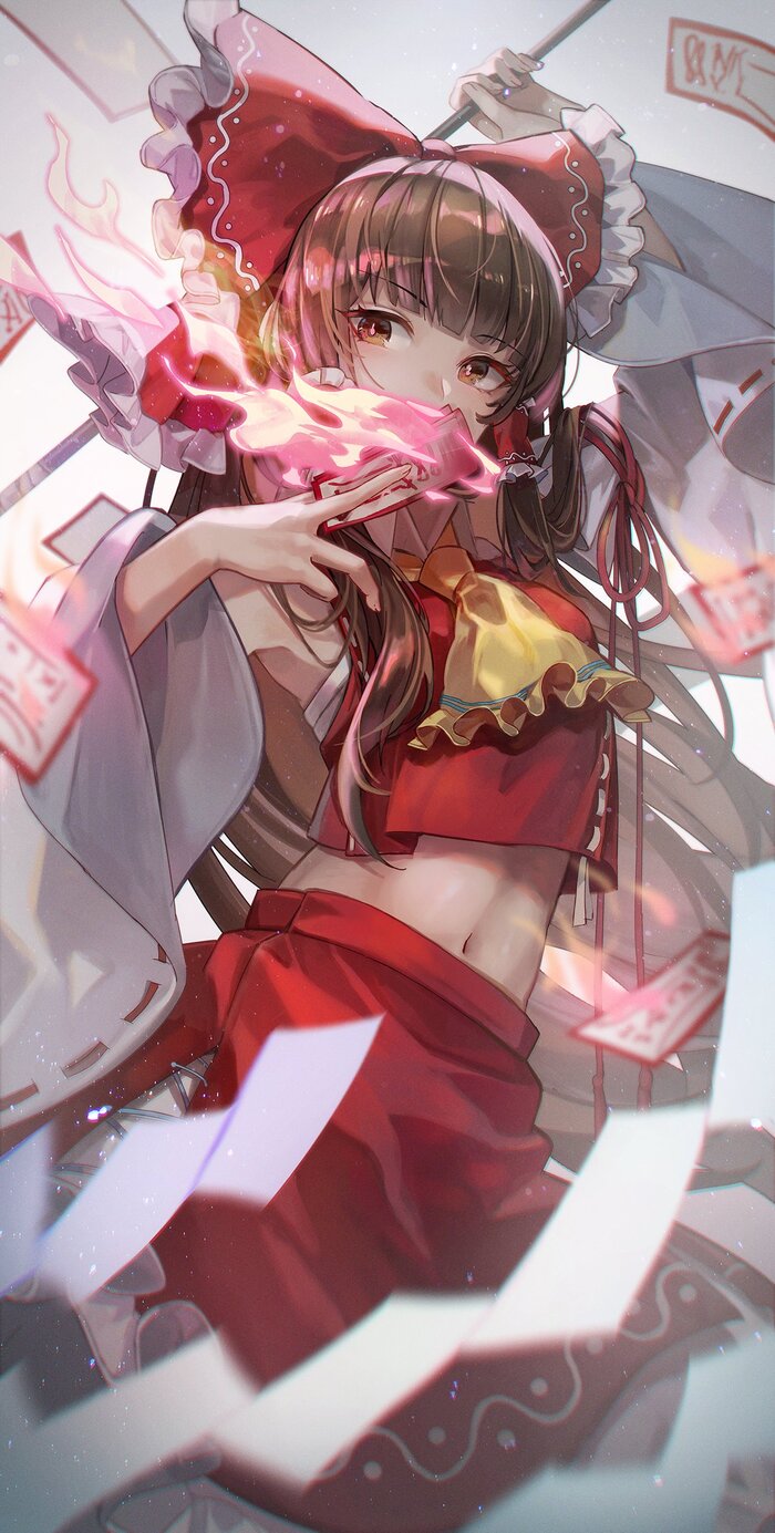 Hakurei Reimu Anime Art, , Hakurei Reimu, Touhou, Kyusoukyu