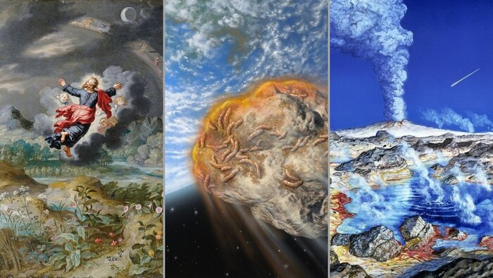 Основные теории возникновения жизни: божественная, панспермия, абиогенез.