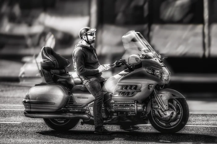 Passing - My, The photo, Street photography, iPhone, Biker Riding, Motorcyclists, Black and white photo