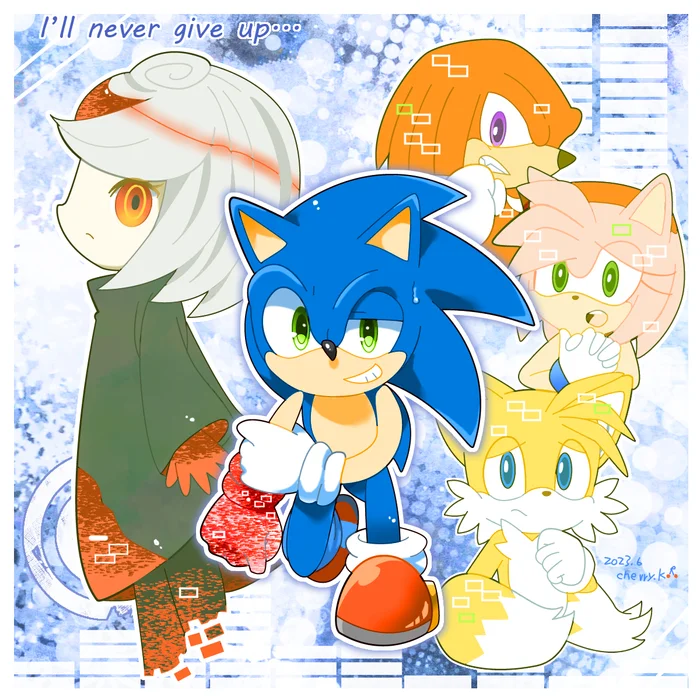 Fan Art in honor of the 33rd anniversary of the Sonic The Hedgehog series: Artist Tikal_love - Sage, Sonic the hedgehog, Sonic Frontiers, Art, Miles Tails Prower, Knuckles, Knuckles the Echidna, Amy, Amy Rose, Sega