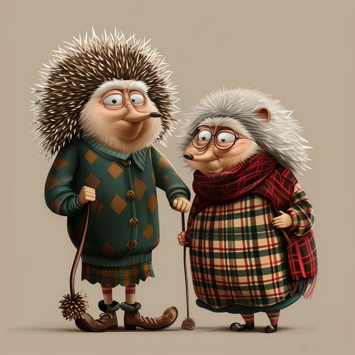 Granny hedgehogs - My, Humor, Neural network art, Нейронные сети, Wordplay, Pun, Midjourney, Absurd, Images, Hedgehog, Baba Yaga, Grandmother, Grandma, Strange humor