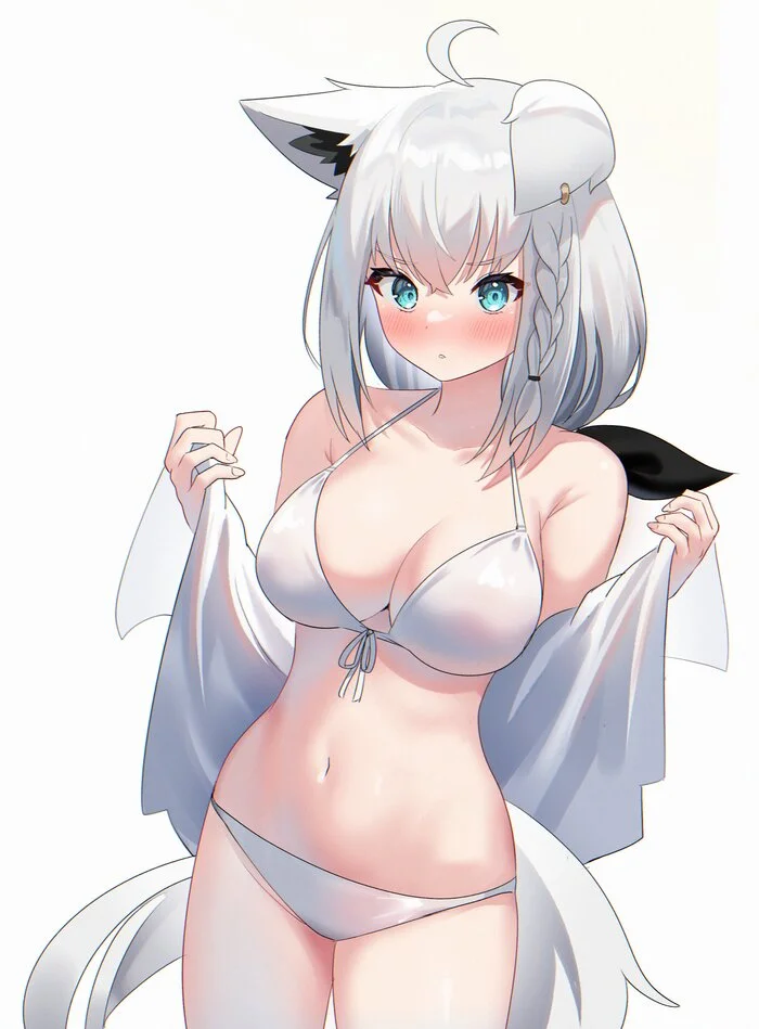 Fubuki - Anime Art, Аниме, Hololive, Virtual YouTuber, Shirakami Fubuki, Animal Ears, Купальник, Twitter (ссылка)