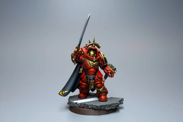 Captain of the Blood Angels. Re-upload with different angles and good light - My, Modeling, Warhammer, Painting miniatures, Painting, Wh miniatures, Longpost