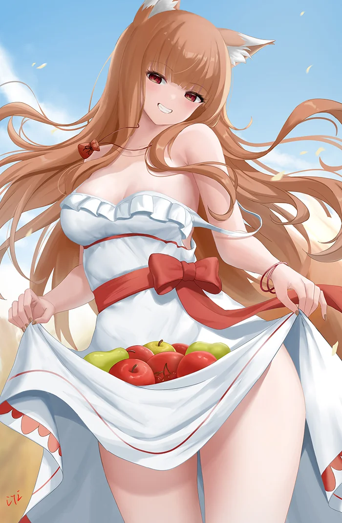 Goddess and apples - Anime, Anime art, Holo, Spice and wolf