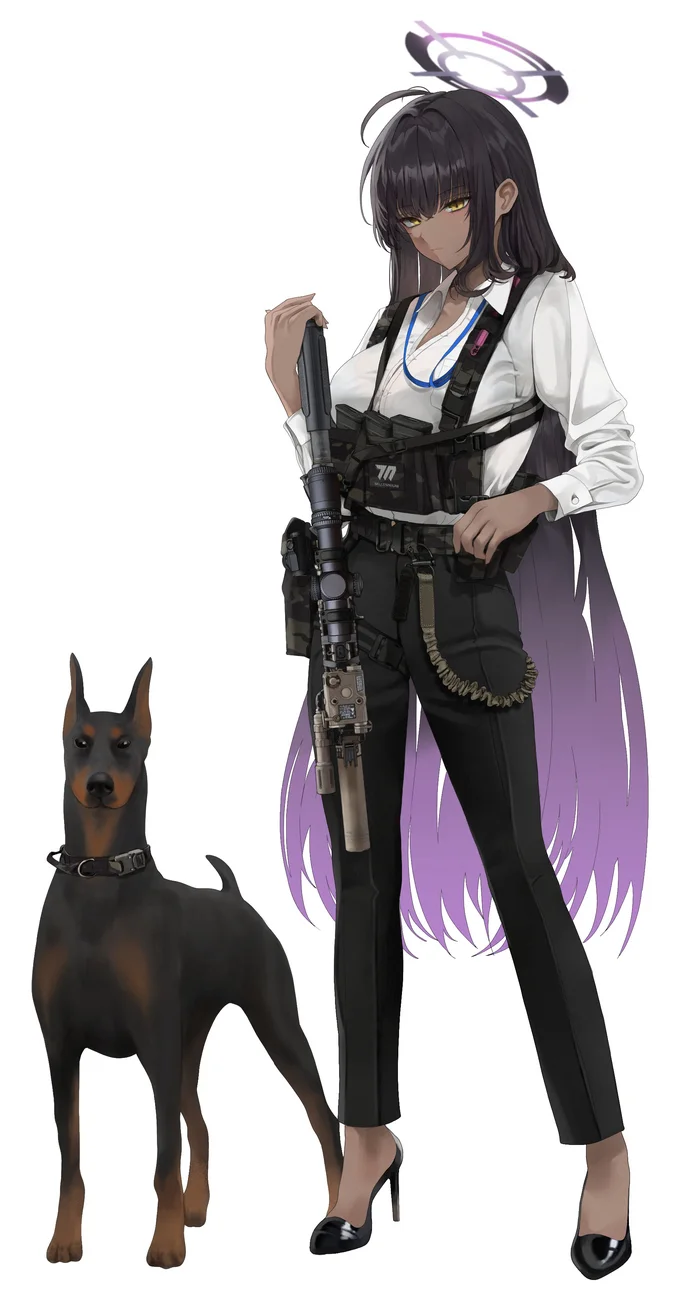 Tactical chocolate bar - Anime, Anime art, Blue archive, Kakudate karin, Tactics, Dog, Doberman