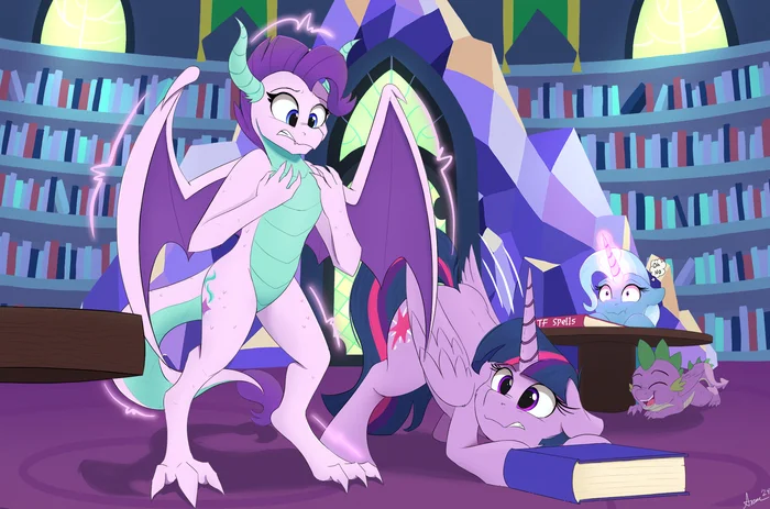 Dragoned - My little pony, Twilight sparkle, Trixie, Starlight Glimmer, Spike