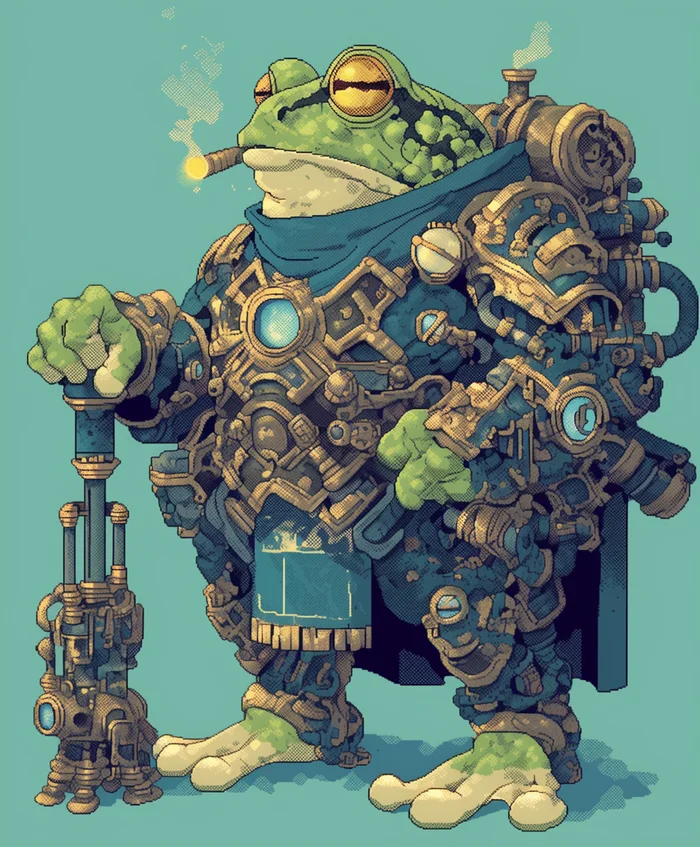 Grung the inventor wishes all the dudes an inventive environment! - My, Neural network art, Midjourney, Pinanoc, Dungeons & dragons, Inventors, It Is Wednesday My Dudes