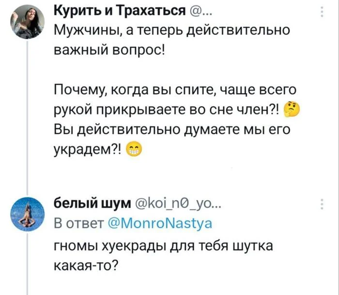 Это вам не шутки - Скриншот, Twitter, Юмор, Мат, Комментарии, Пенис, Мужчины, Мужчины и женщины