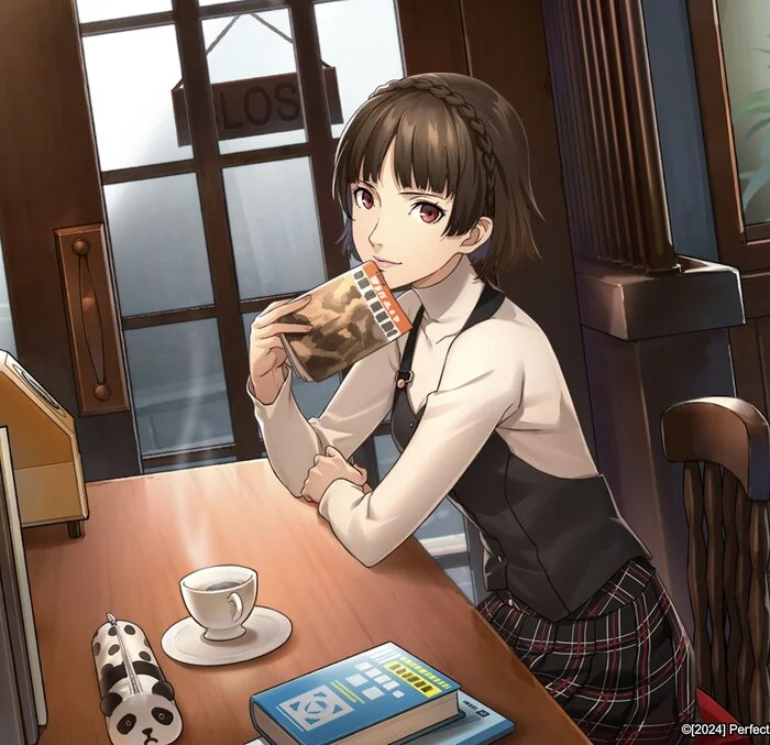 Over a cup of coffee - Art, Anime, Anime art, Persona, Persona 5, Niijima Makoto, Game art, Games